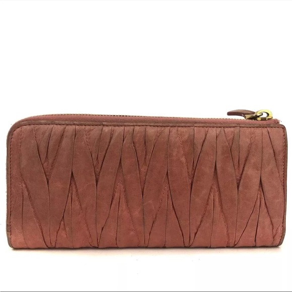 MIU MIU Logo Gather Leather Zip Around Long Wallet - Picture 4 of 8
